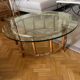 Coffee table in rattan and very thick smoked glass