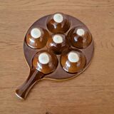 Set of 3 Vintage French Snail Cooking Pots 6 Snail Wells and Handles 3172