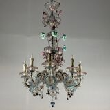 Venetian chandelier rezzonico in multicolored murano glass, 10 arms of light