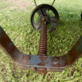 Table basse industrielle vintage chariot de marbrier ancien