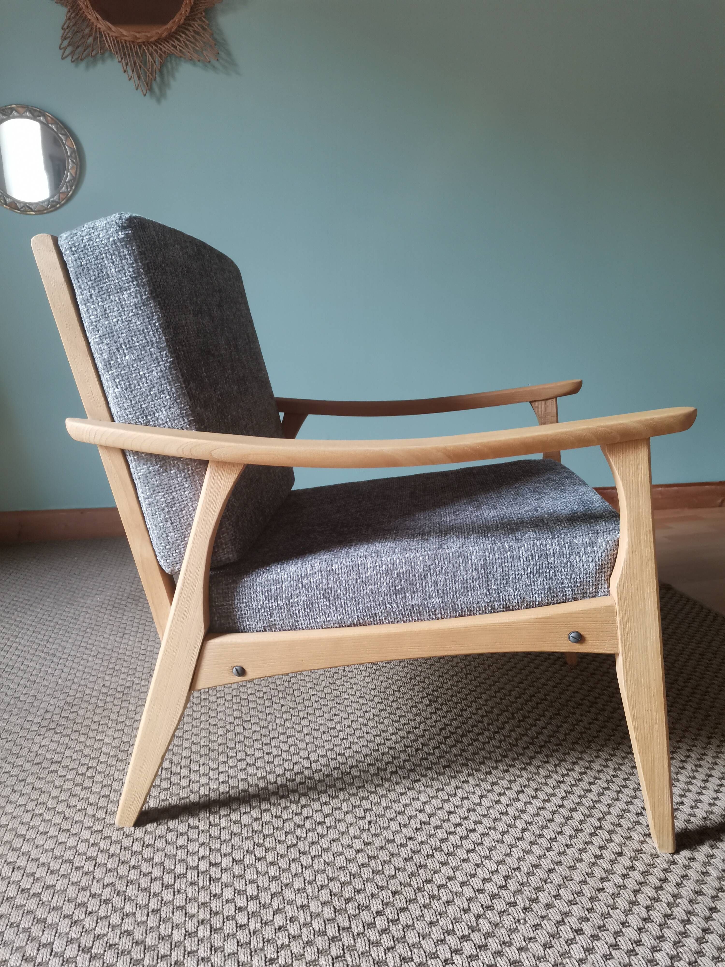 Grey Boomerang armchairs