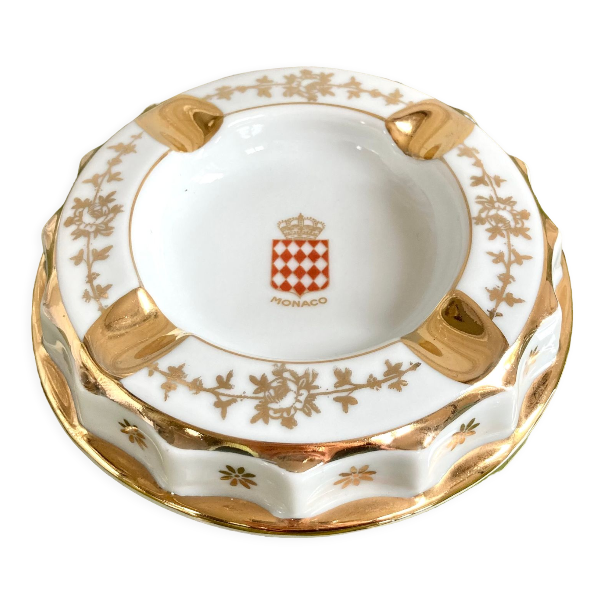 Vintage Limoges porcelain ashtray with Monaco decor