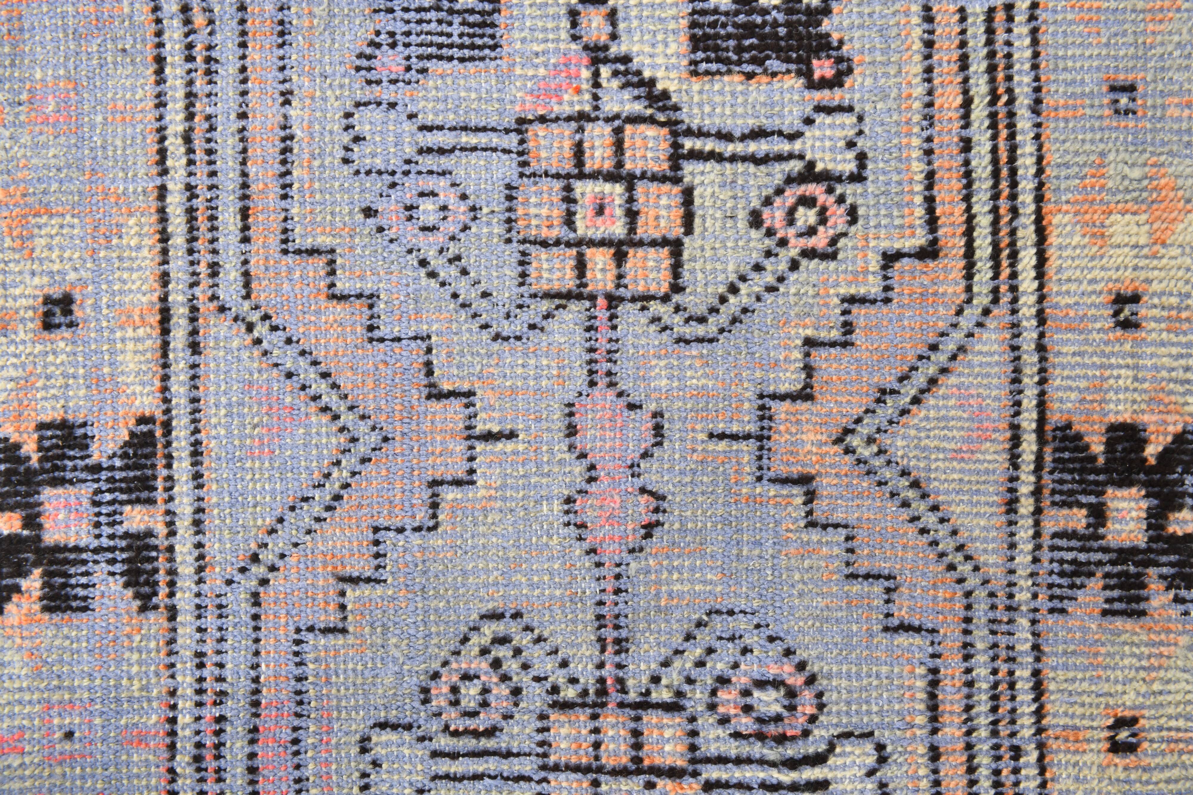 3x8 Ligth Blue Vintage Runner Rug, 77x229Cm