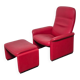 Desede DS50 with ottoman in red leather, Switzerland 1980s