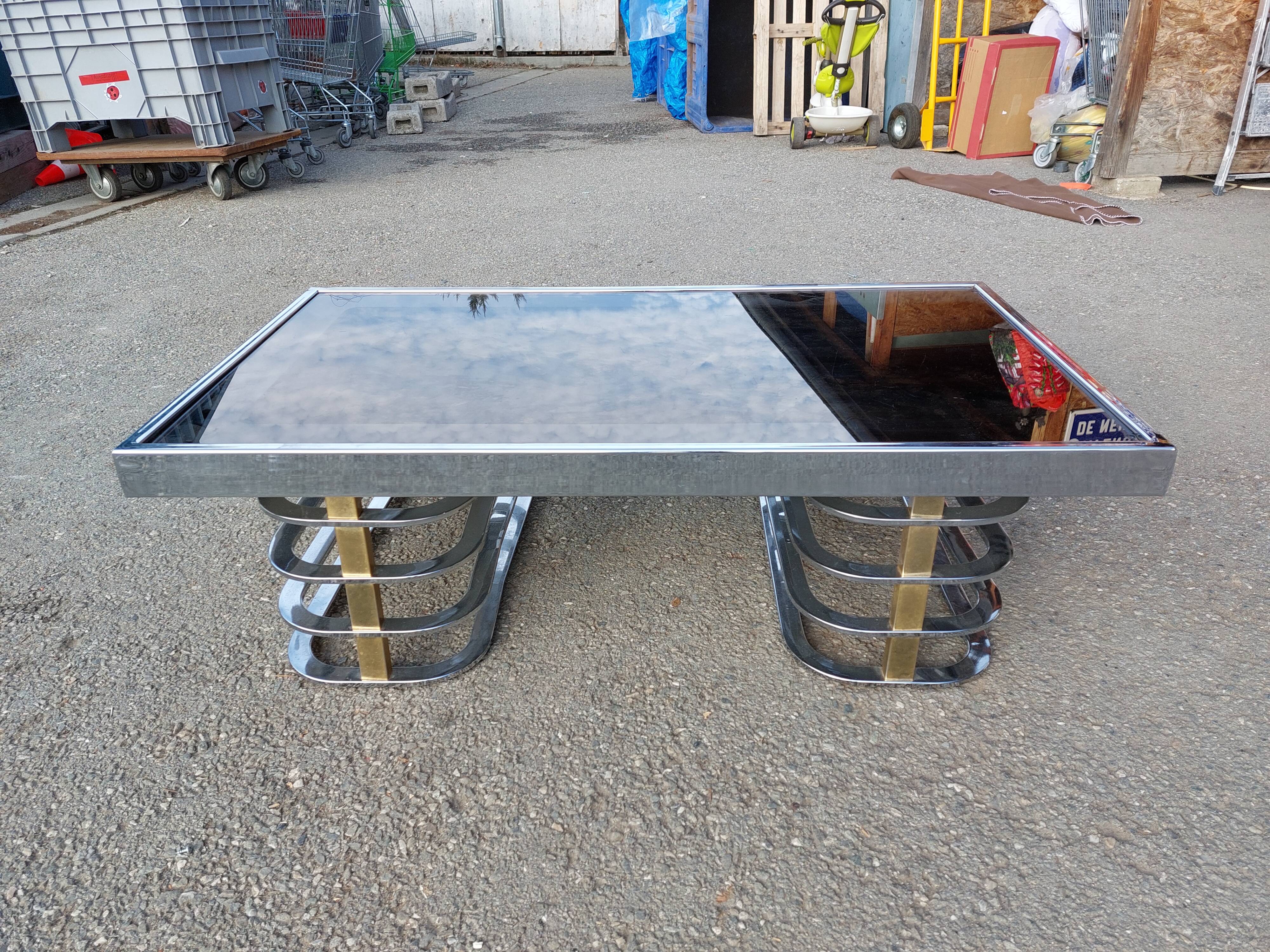 Vintage coffee table with chrome and gold base