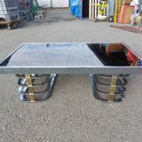 Vintage coffee table with chrome and gold base