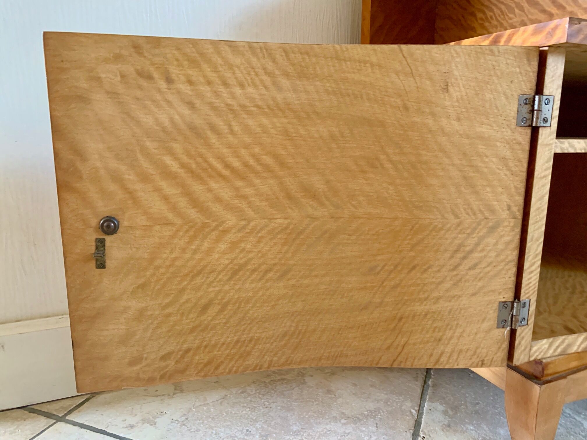 Pair of art deco bedsides in lemon tree magnifying glass