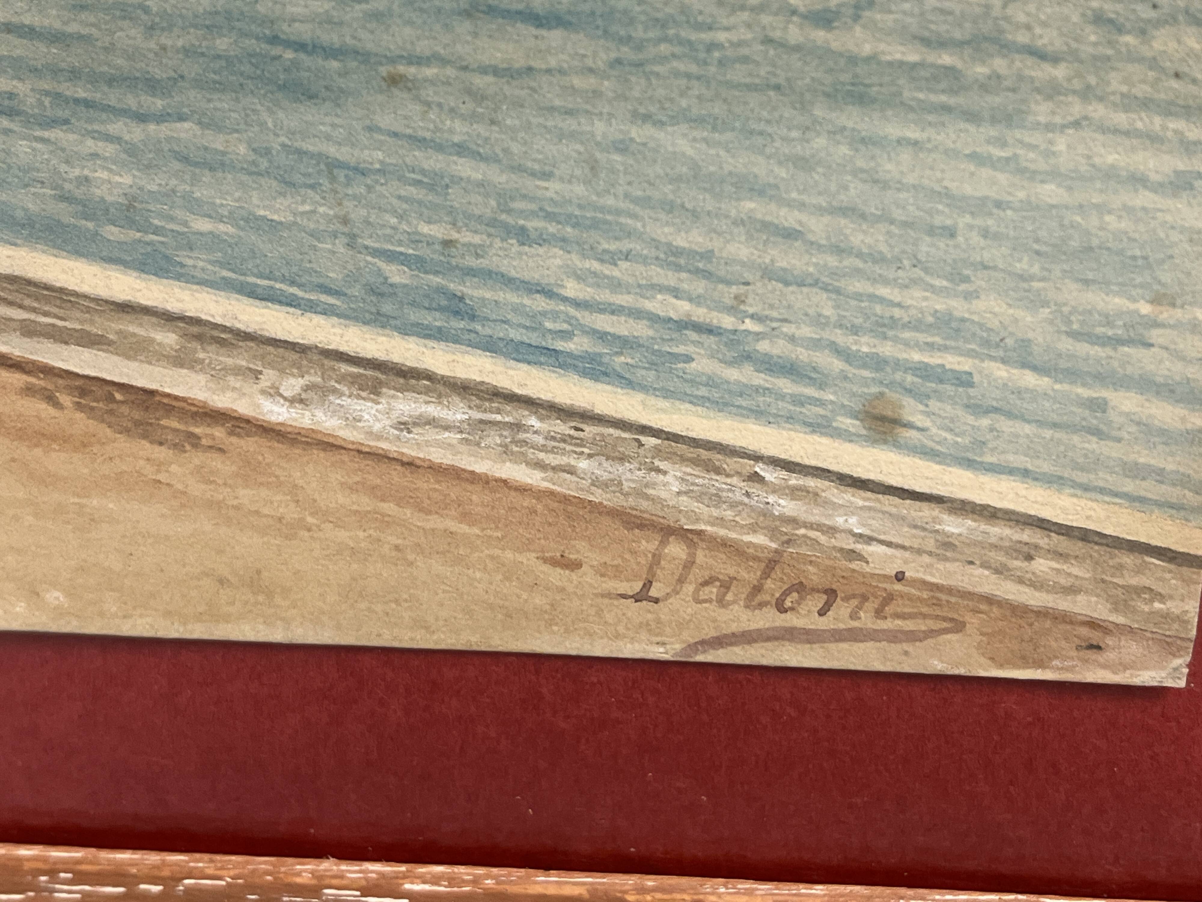 Daloni, pair of watercolors of the Mediterranean seaside, 20th century frame