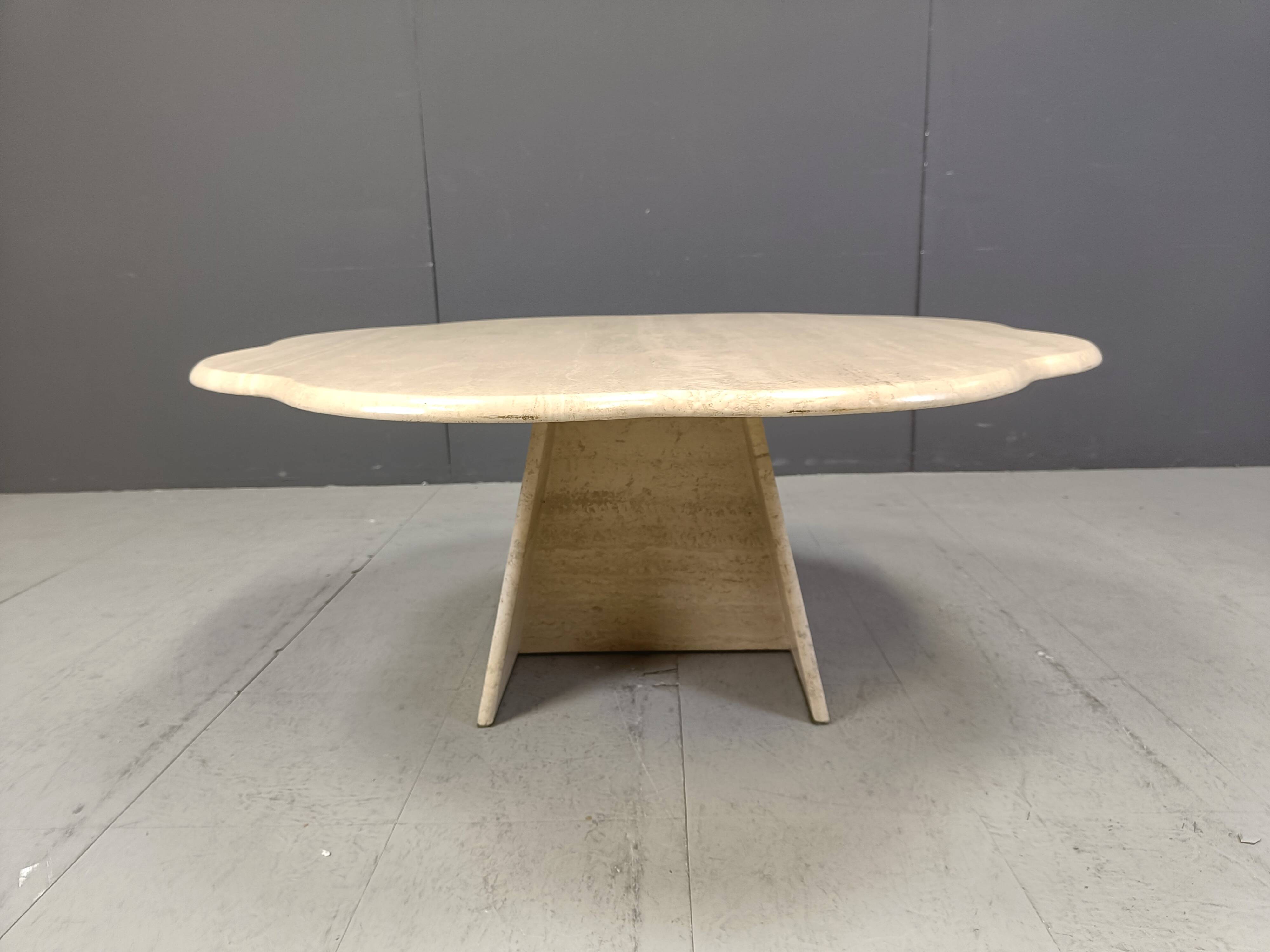 Vintage flower shaped travertine coffee table, 1970s