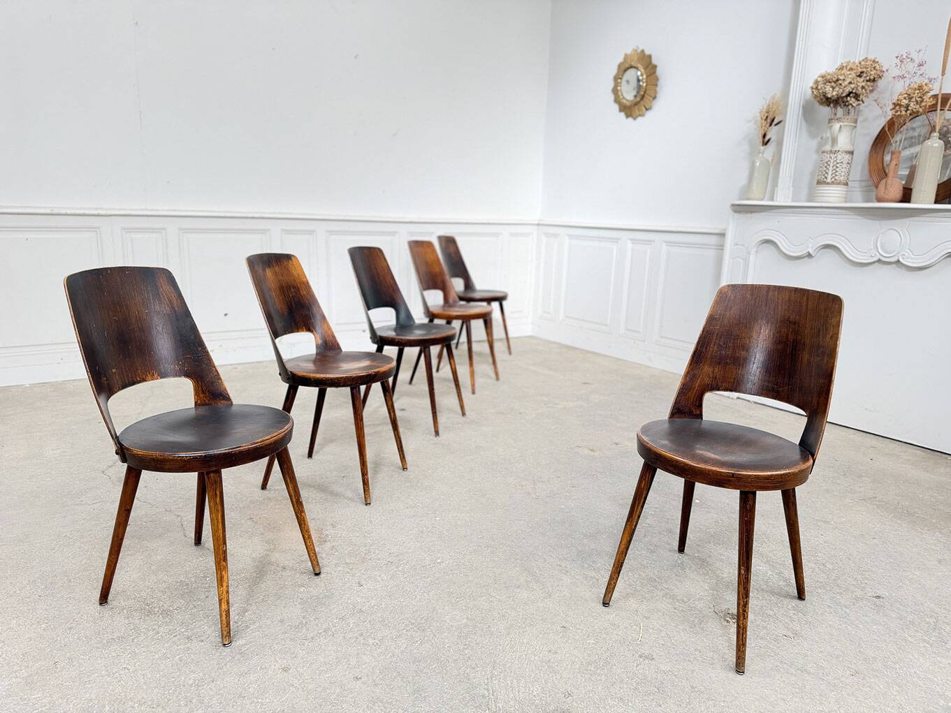 6 chocolate brown Baumann Mondor chairs