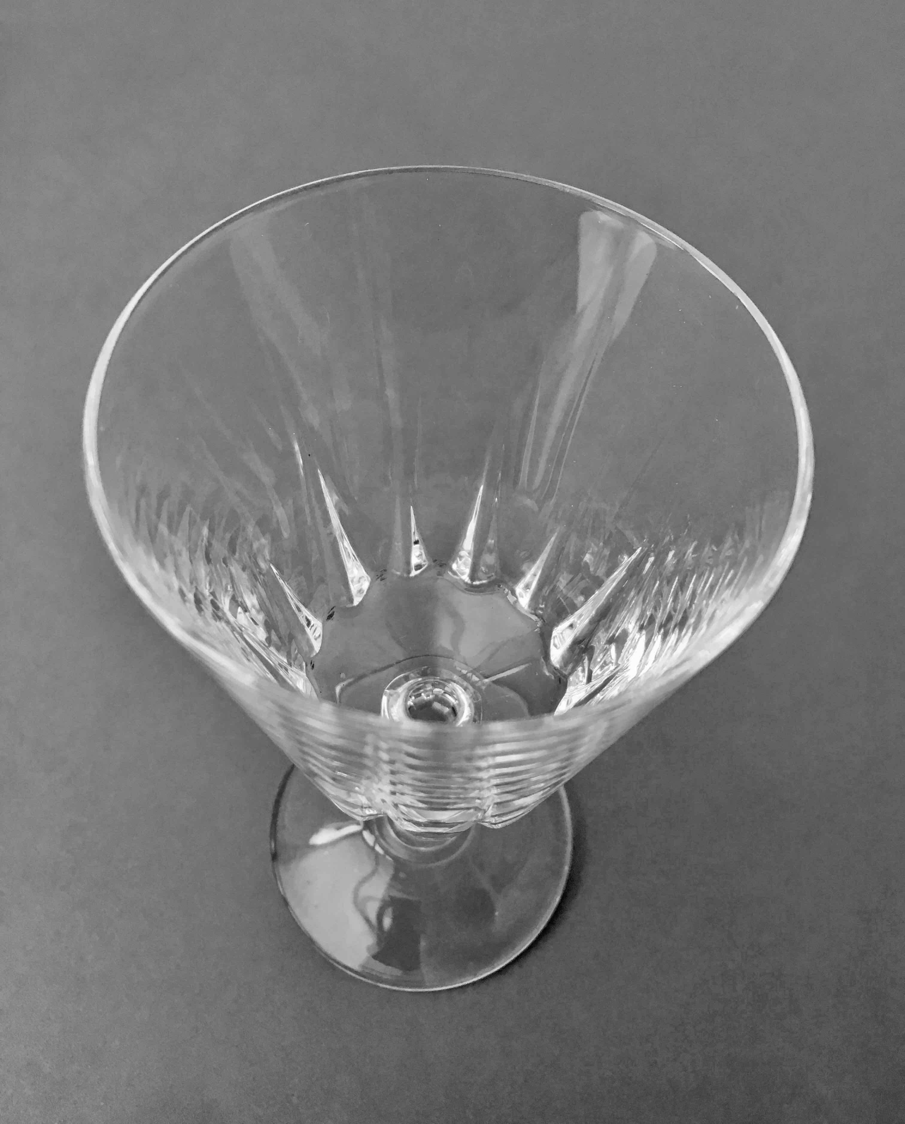 Set of 12 cut crystal wine glasses