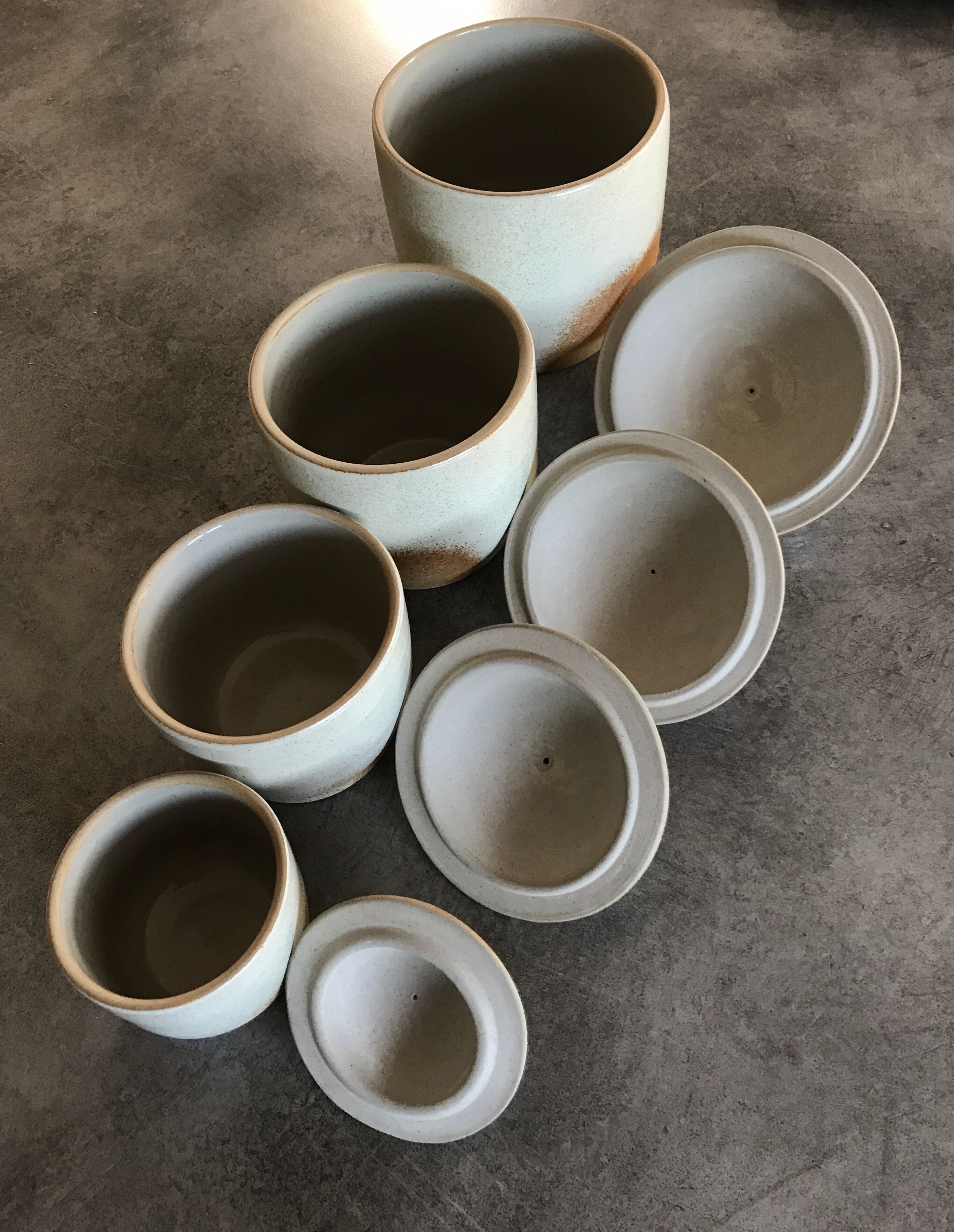 Lot de 4 pots à épices en grès cérame de france beige