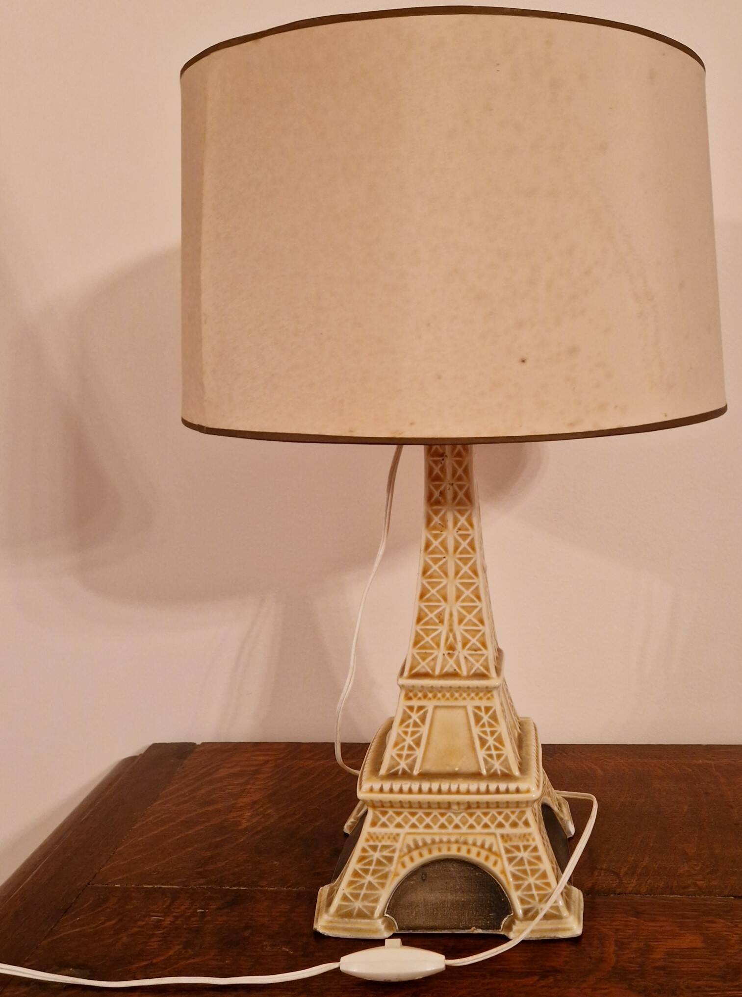 Vintage advertising lamp Garnier – Eiffel Tower in ceramic – Paris