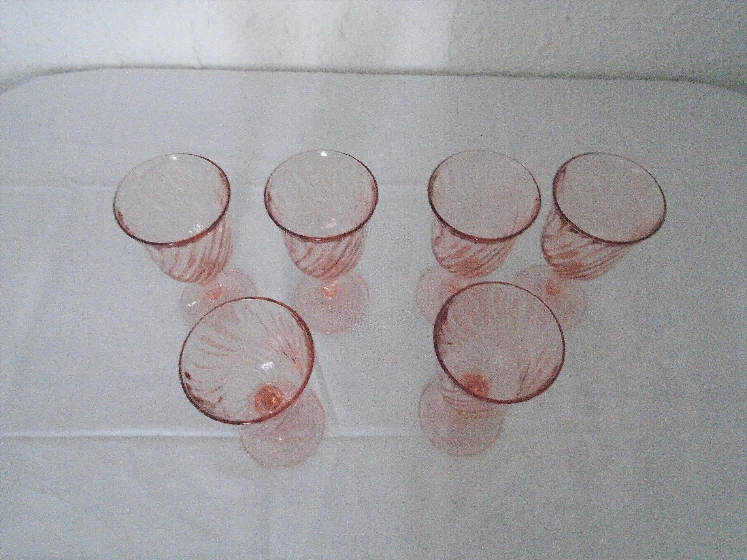 6 large pink glasses Luminarc rosaline twists