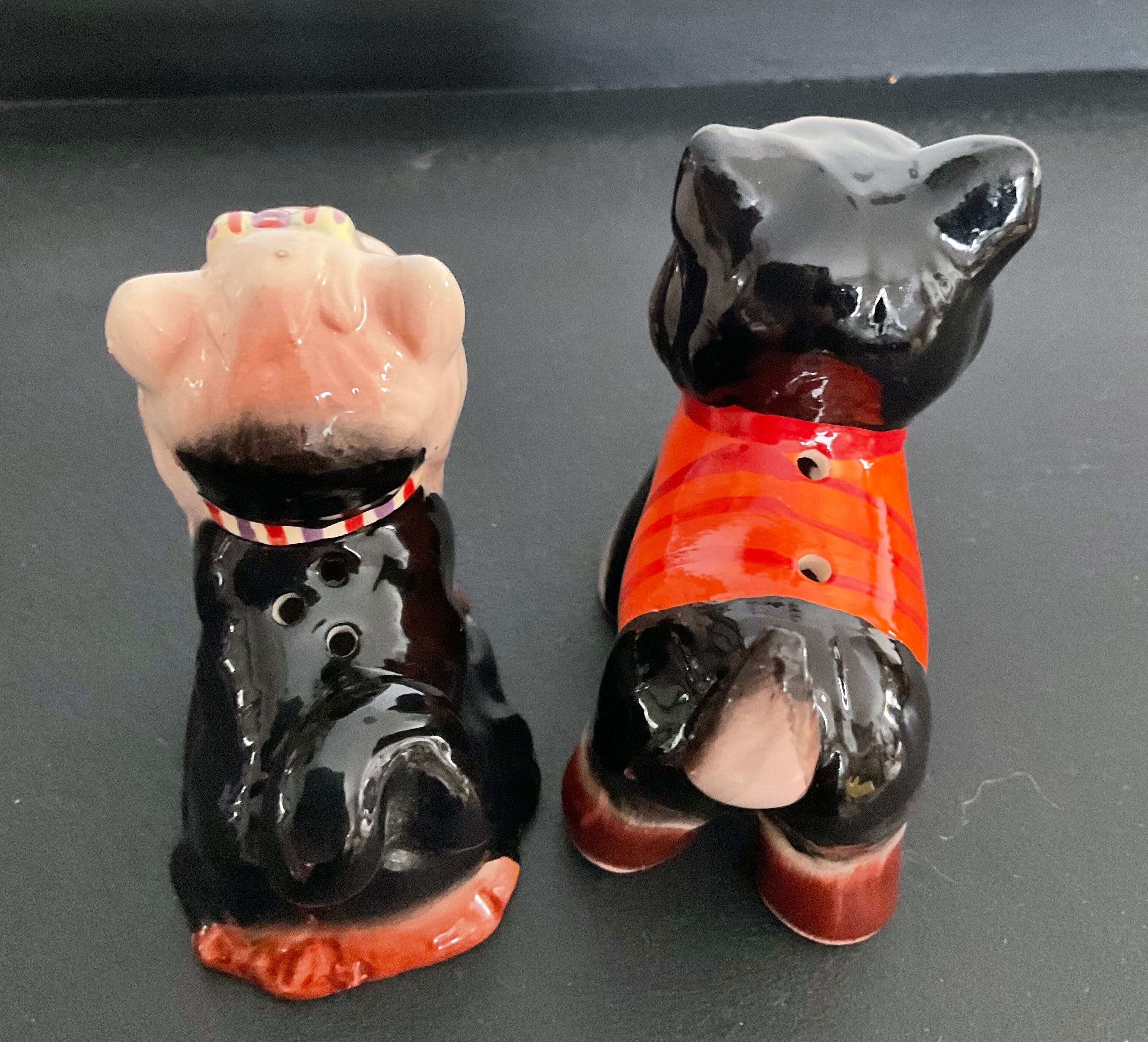 Vintage Pepper Shaker Duo Ceramic Dogs