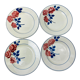4 dessert plates vintage flower rose red HBCM