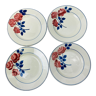 4 assiettes dessert vintage fleur rose rouge HBCM