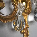Pair of asymmetrical appliques, gilded bronze and crystal tassels, Louis XV style