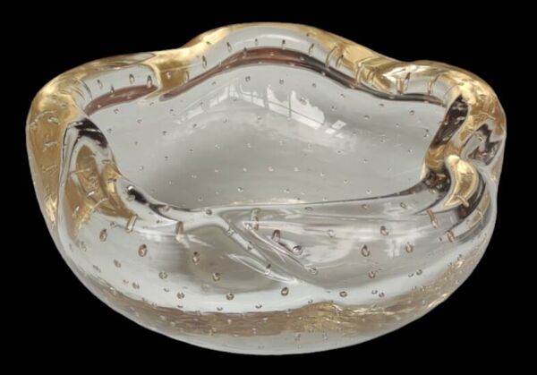 Ancienne coupe coupelle verre bullé Murano design italien