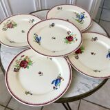 lot de 5 grandes assiettes plates Villeroy & Boch La Louvière fabrication belge en Terre de Fer débu