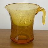 Old Punch Service Style BIOT Bucket + 8 Vintage Orange Bubble Glass Cups