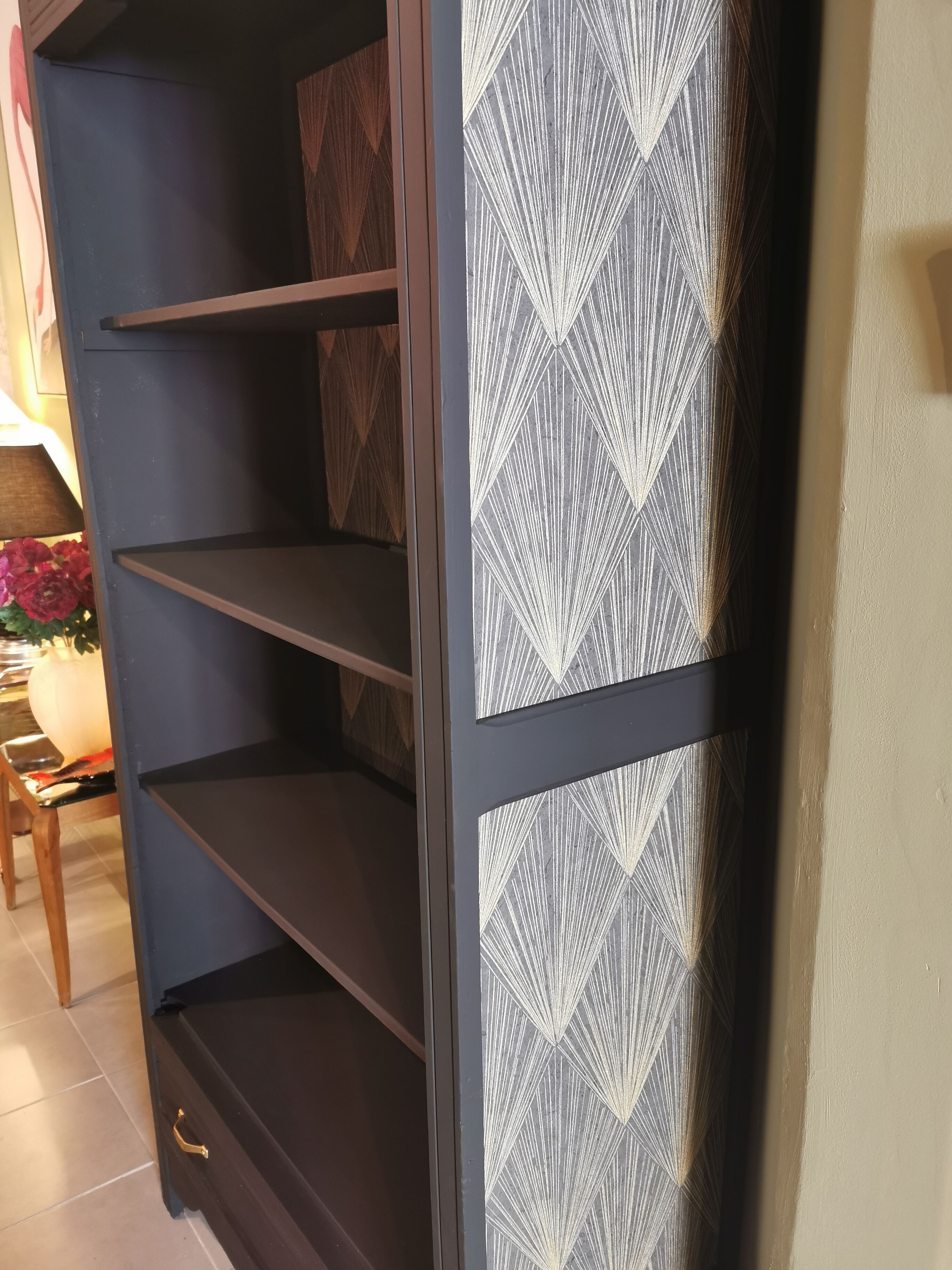 Restyled art deco bookcase shelf cabinet