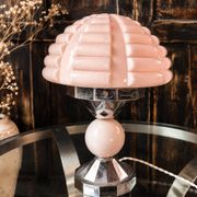 Antique Art Deco lamp in pink glass and chrome metal – Unusual and timeless