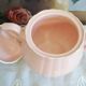 Vintage pink ceramic sugar bowl made by Salins France