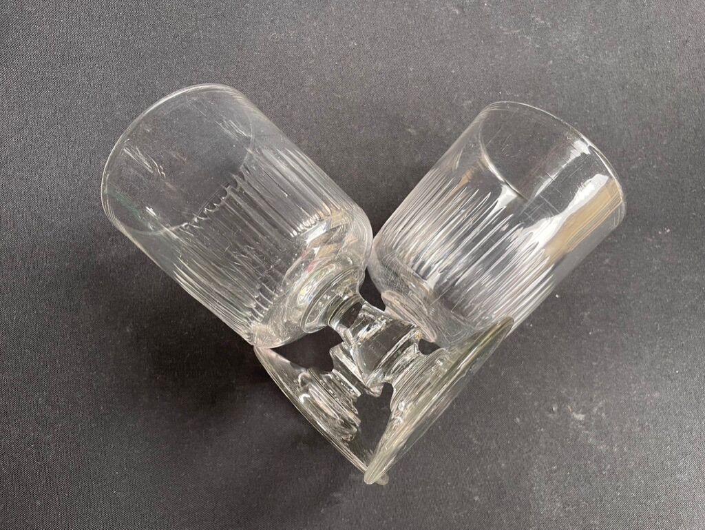 6 Large crystal glasses cut nineteenth