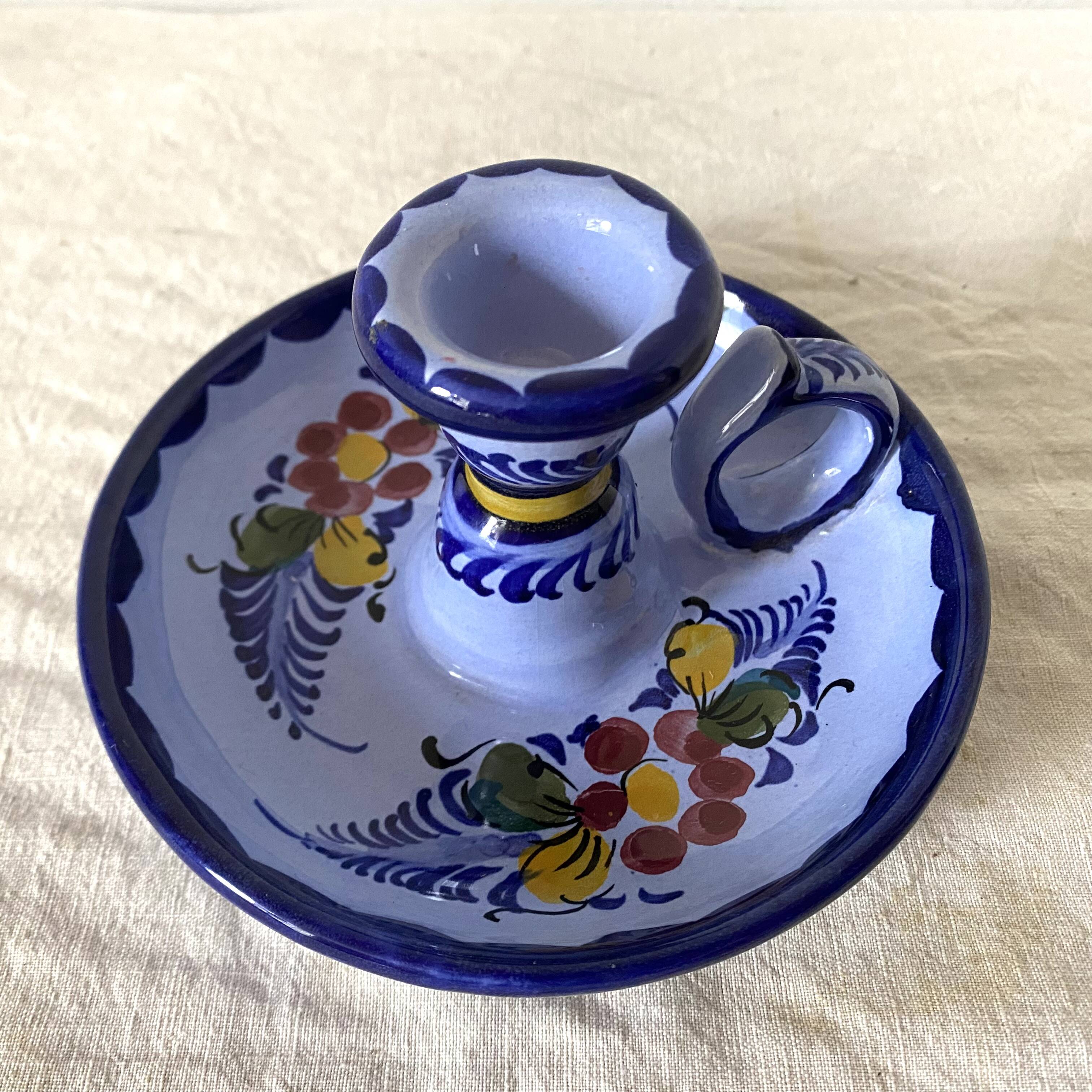 Hand-painted ceramic thumbtack candle holder