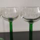 Vintage Alsace wine glasses with green feet decorations Bunches of Grapes and Vines HJ