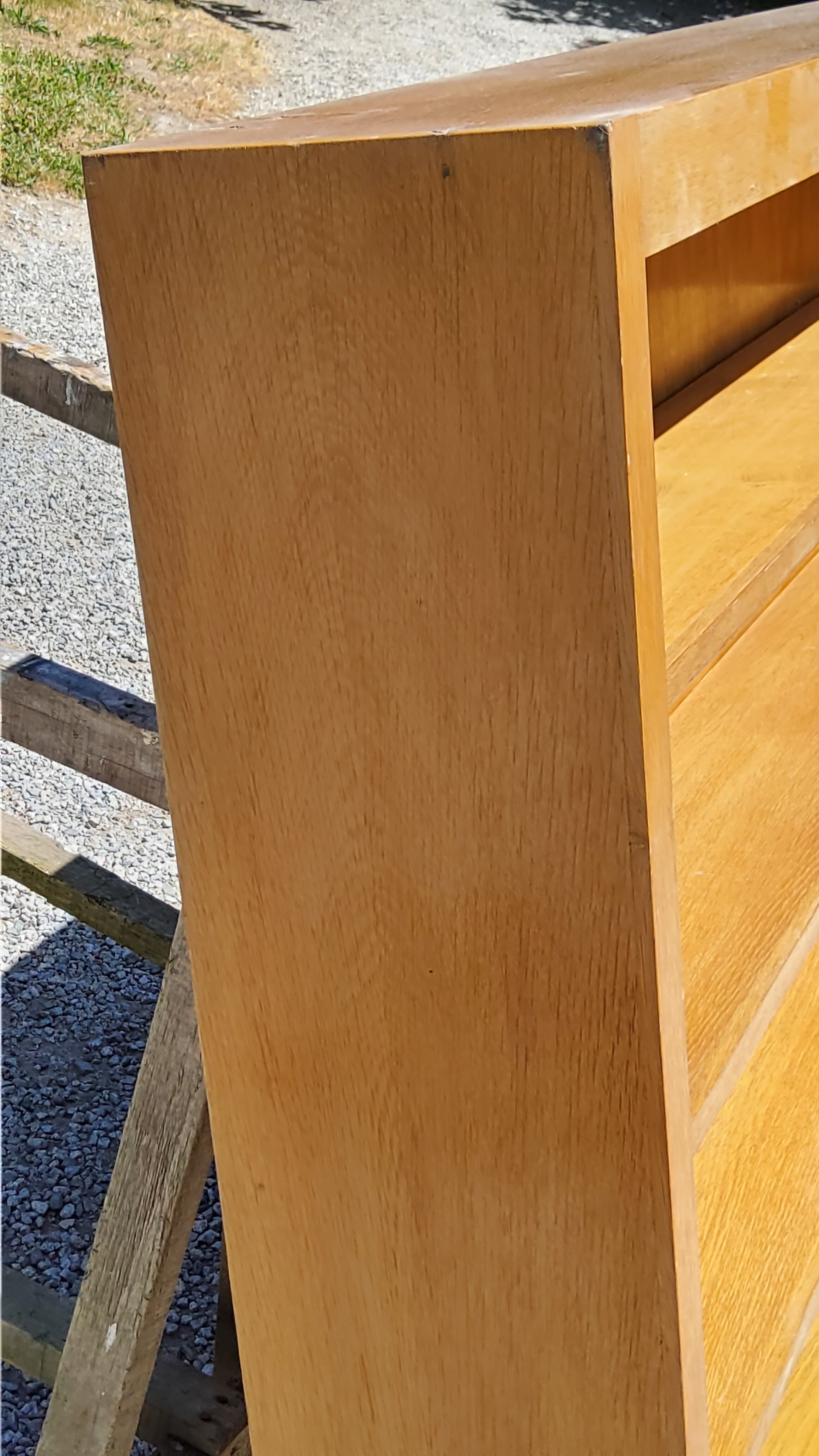 Wall shelf from the 50s in solid blond oak