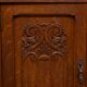 Art Nouveau Nightstand, Solid Oak & Marble Top, Hand-Carved, 1920s