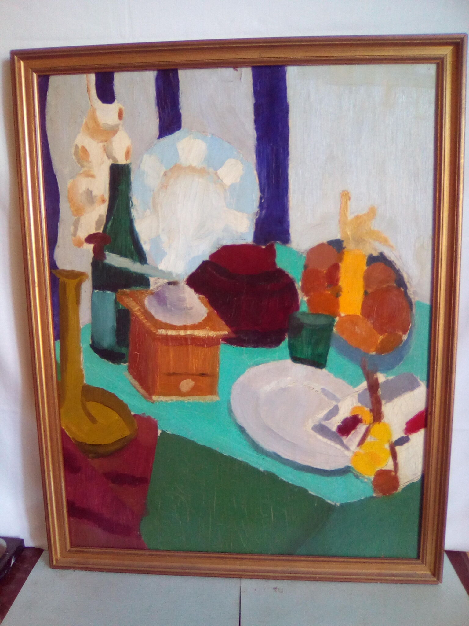 Old painting of oil painting on wood
