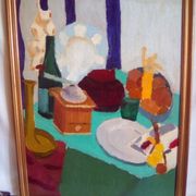 Old painting of oil painting on wood