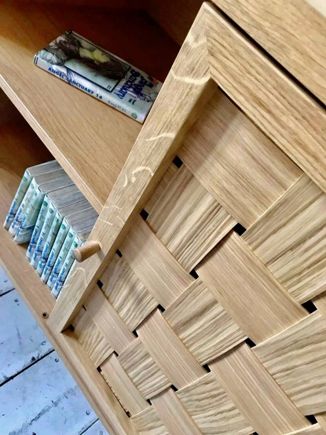 2-door sideboard in woven oak and lupin oak