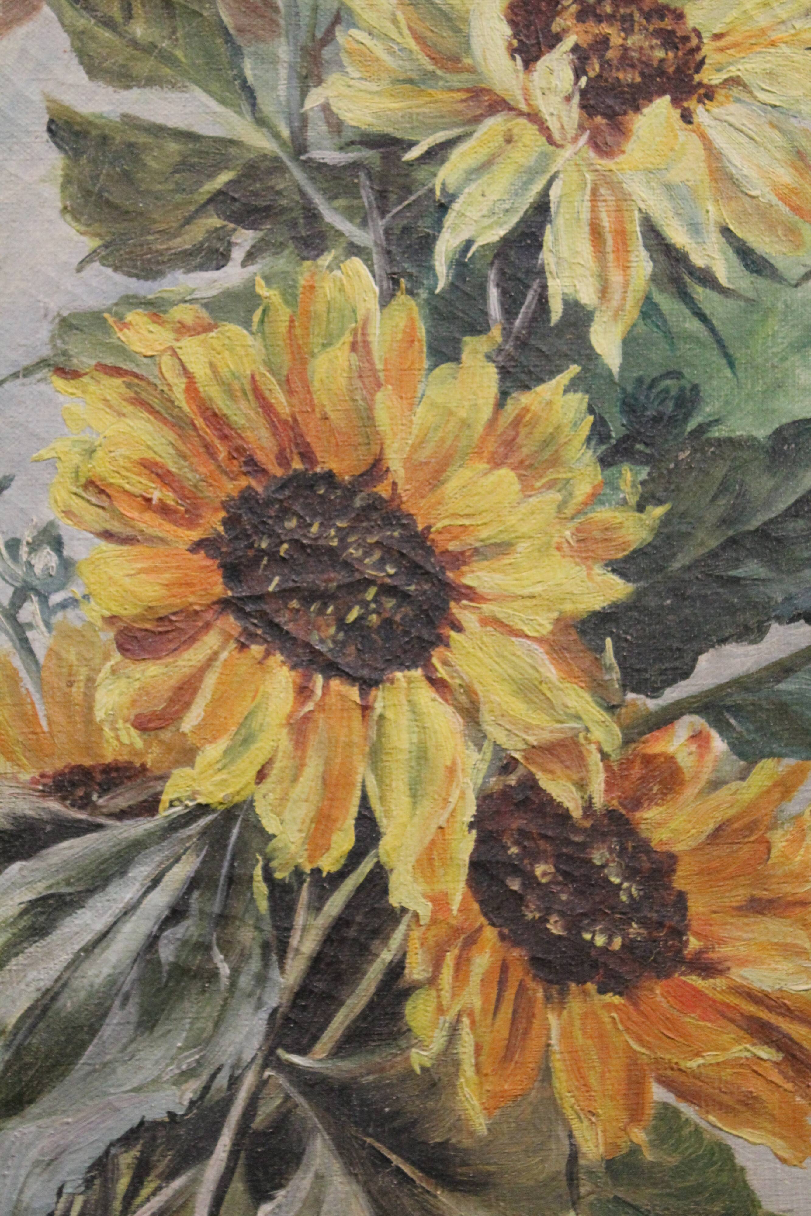 Oil on canvas sunflowers