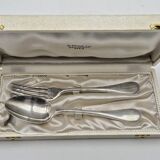 Christofle christening spoon and fork, Perle model, with case