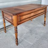 Louis Philippe style center-middle minister's desk in wood and leather