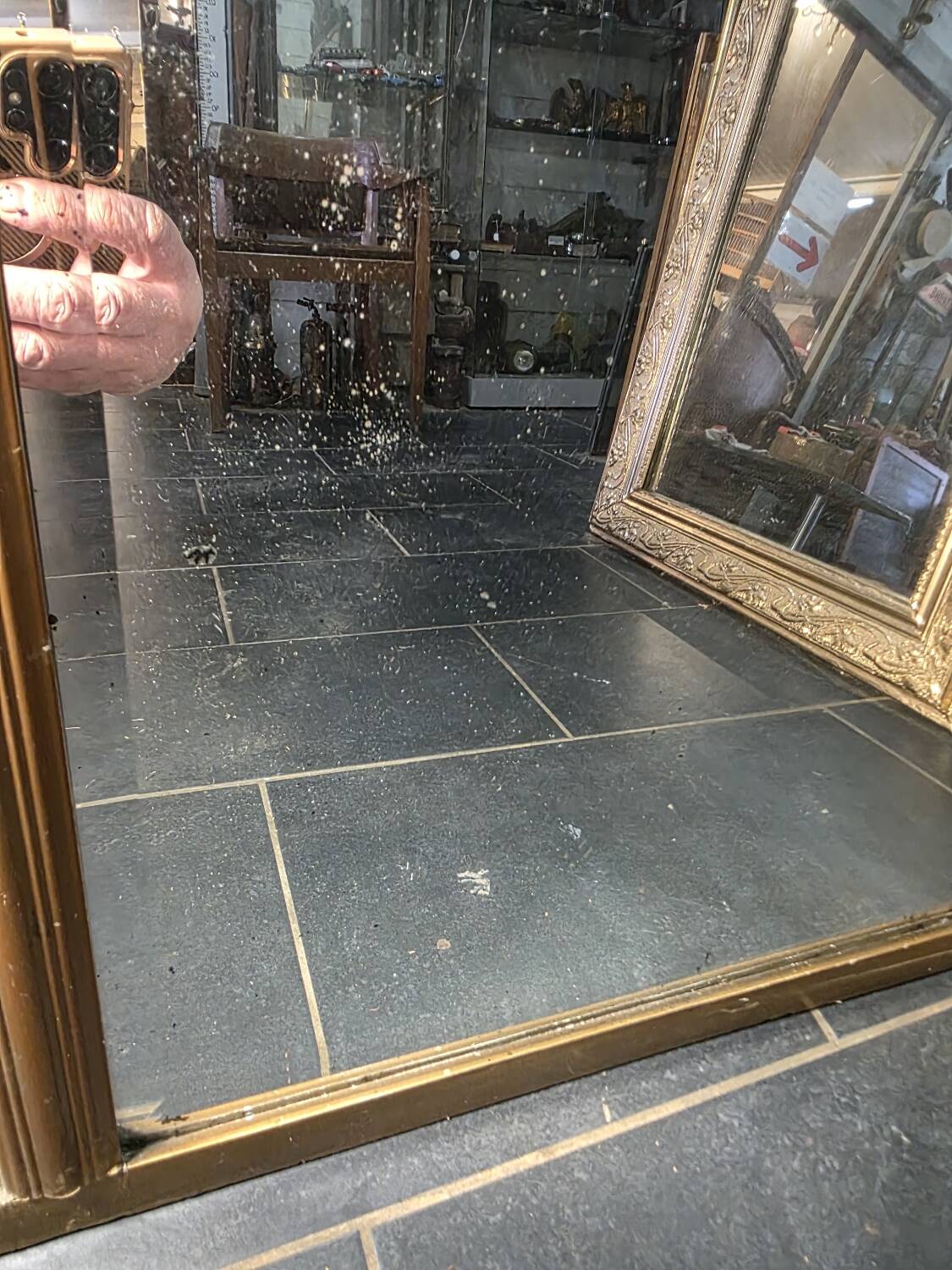 Art Deco gilded trumeau, bevelled mirror