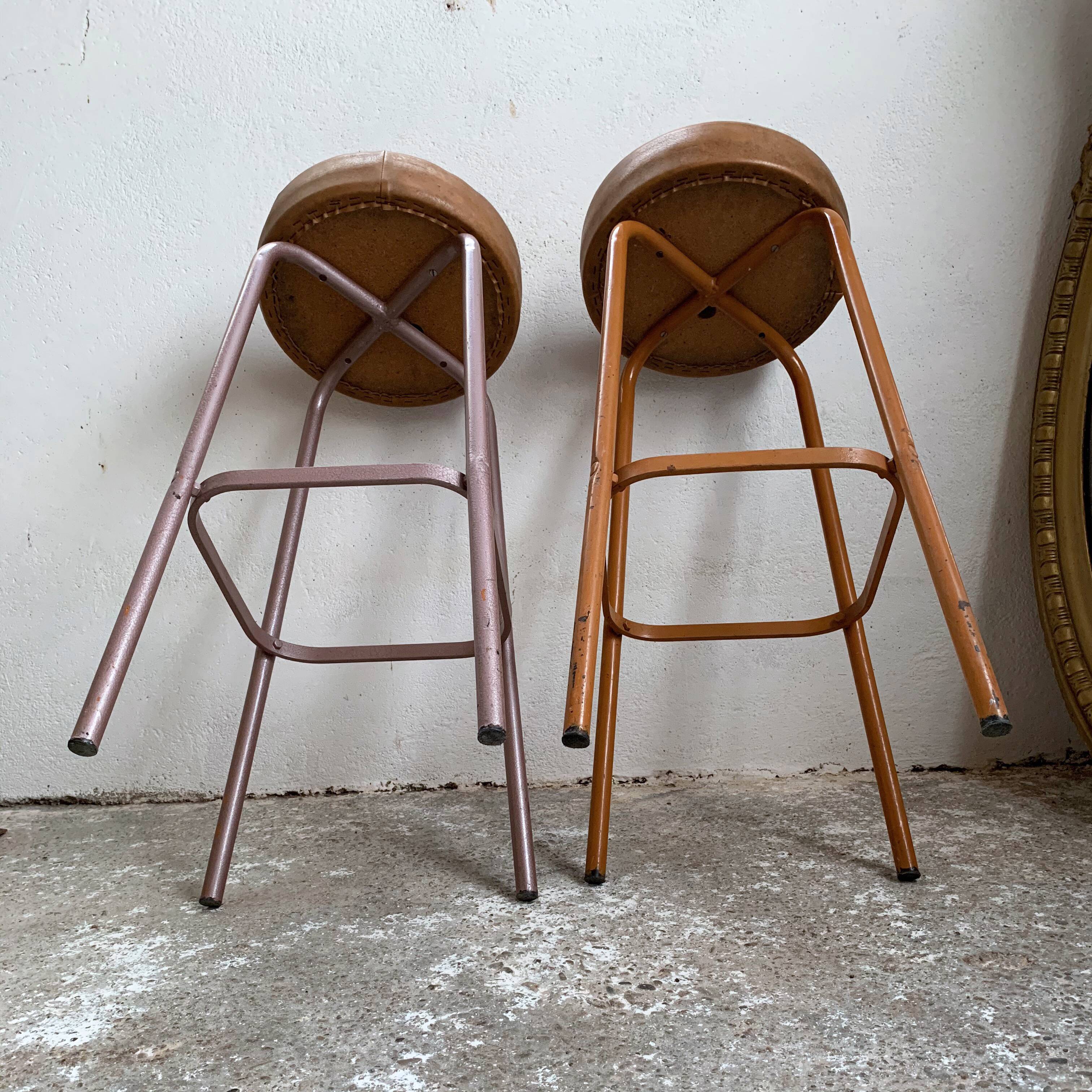 Pair of vintage metal bar stools