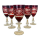 6 antique red Bohemian crystal wine glasses.
