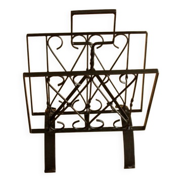 Handmade wrought iron magazine rack - vintage