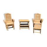 Set 2 sun loungers and table 60s