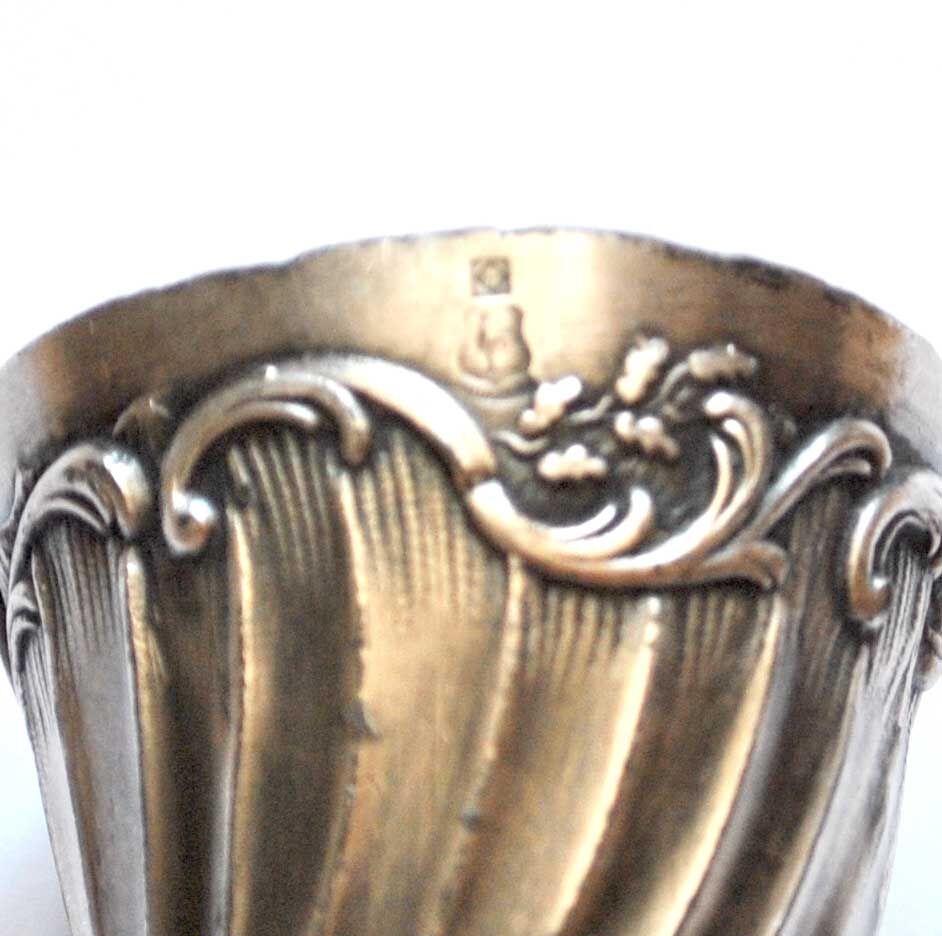 Coquetier rocaille ancien en métal argenté - Argenterie GALLIA pour CHRISTOFLE