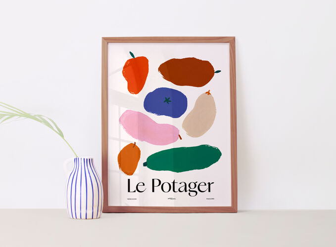 Affiche murale colorée légumes abstraits du potager pour la cuisine 50cm*70cm
