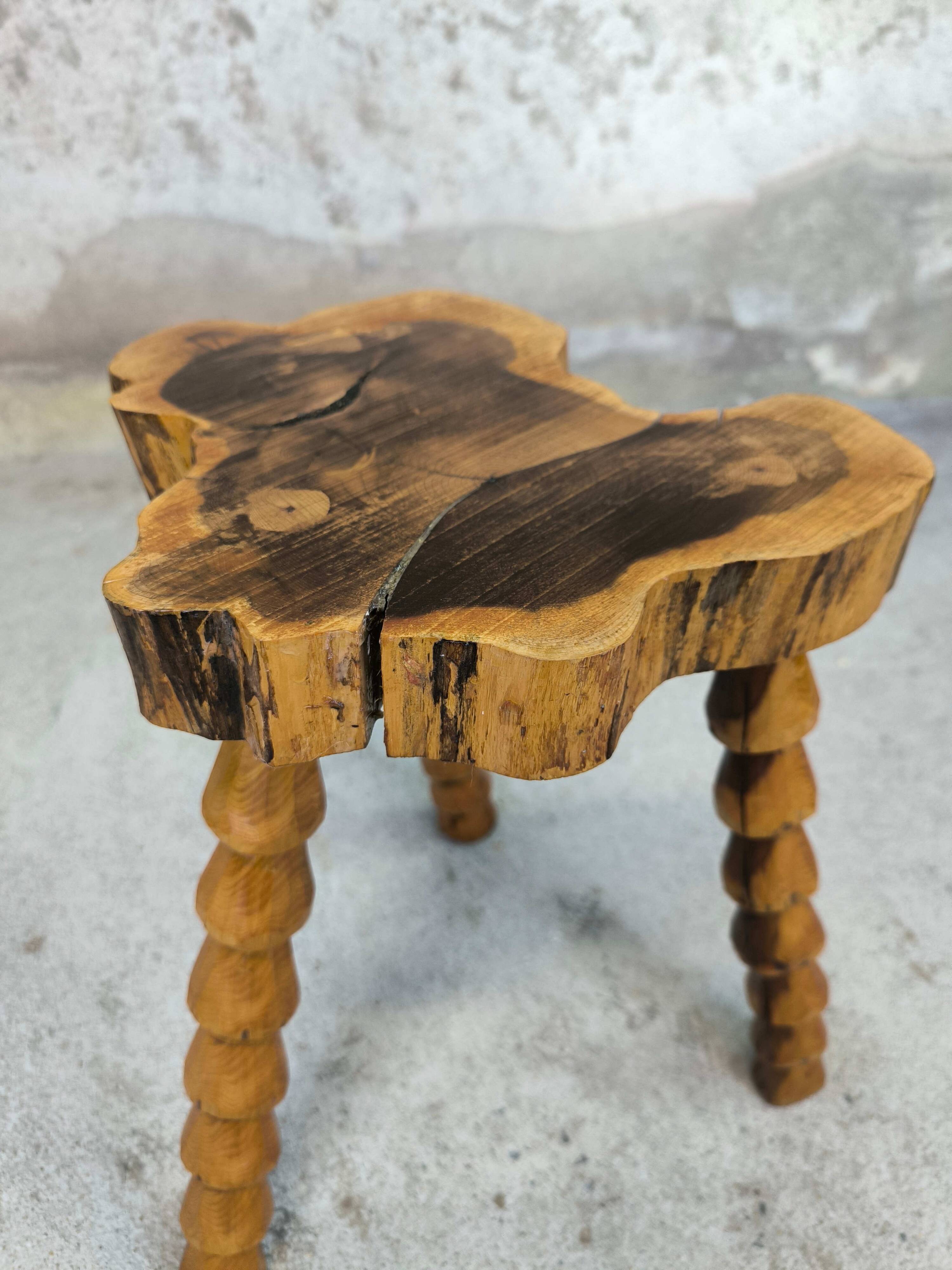Brutalist wooden stool.
