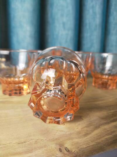 Lot de 27 Verres rosaline Art Déco