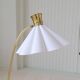 Curved mid-century floor lamp in brass and stone