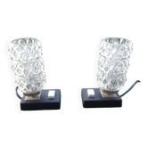 Lampes Hillebrand verre ciselé années 70, lot de 2